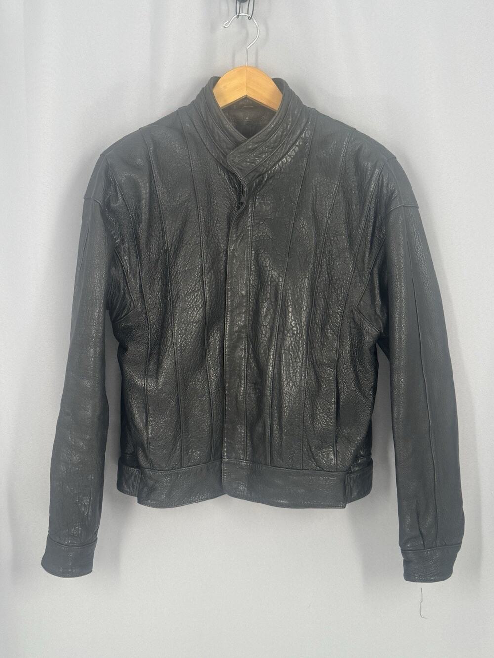 Vtg Bertini Leather Jacket Womens Size 40 Aviator Made In Korea Soft Zip Biker